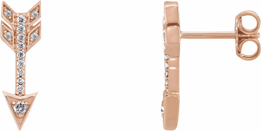 14K Rose 1/6 CTW Diamond Arrow Earrings