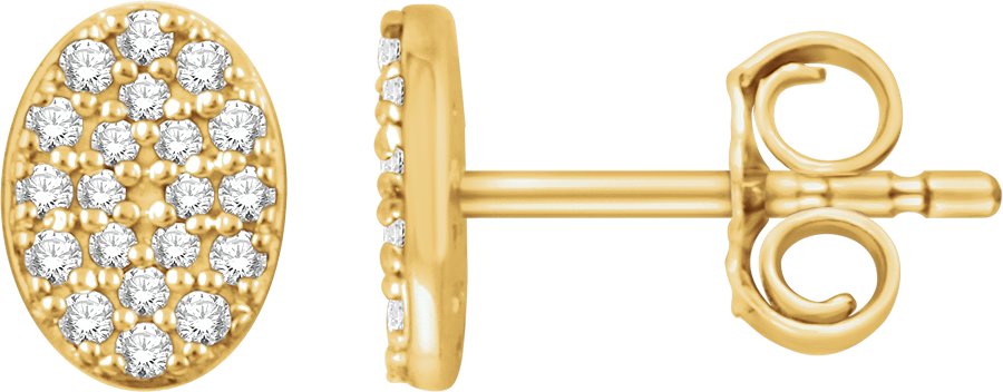 14K Yellow 1/6 CTW Diamond Oval Cluster Earrings