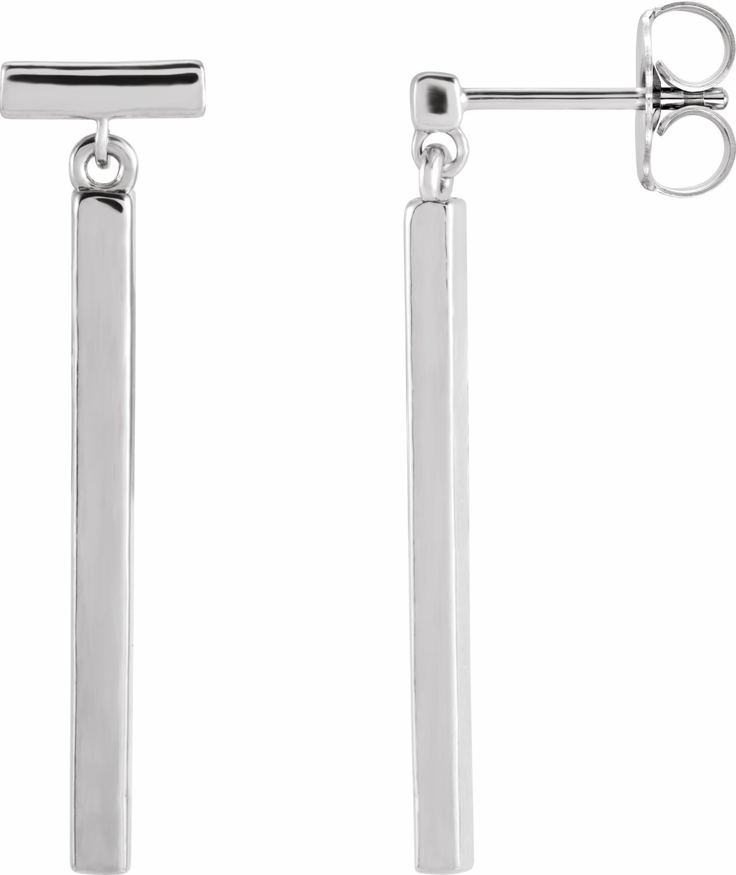 14K White Articulated Bar Earrings