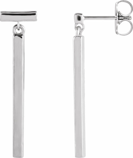 14K White Articulated Bar Earrings