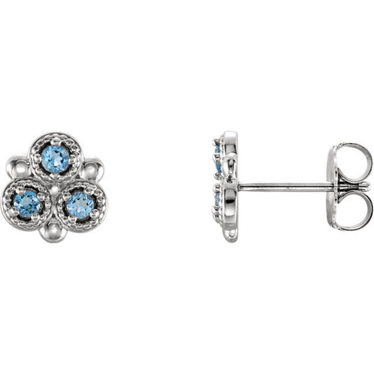 Stuller 14k White Gold Aquamarine Three-Stone Earrings