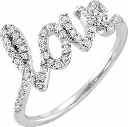 14K White 1/4 CTW Diamond Love Ring
