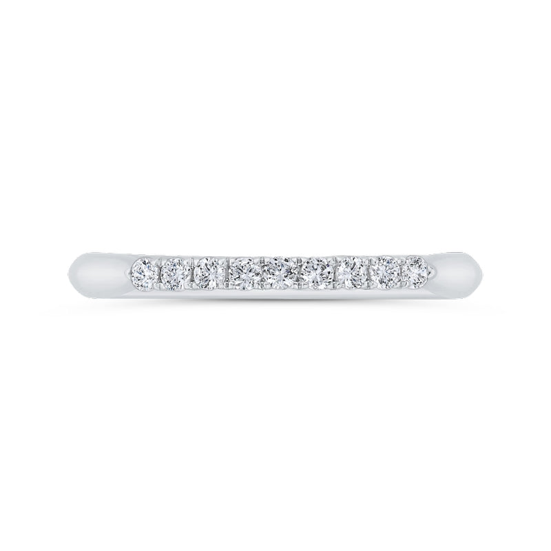 Shah Luxury 14K White Gold Round Cut Diamond Wedding Band