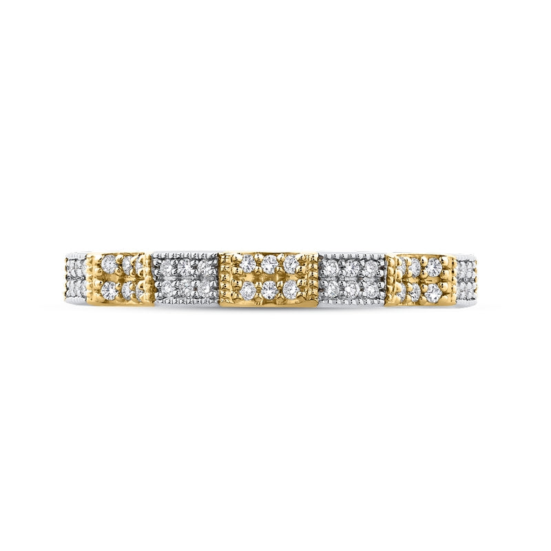 Shah Luxury 14K Two-Tone Gold Round Diamond Eternity Wedding Band