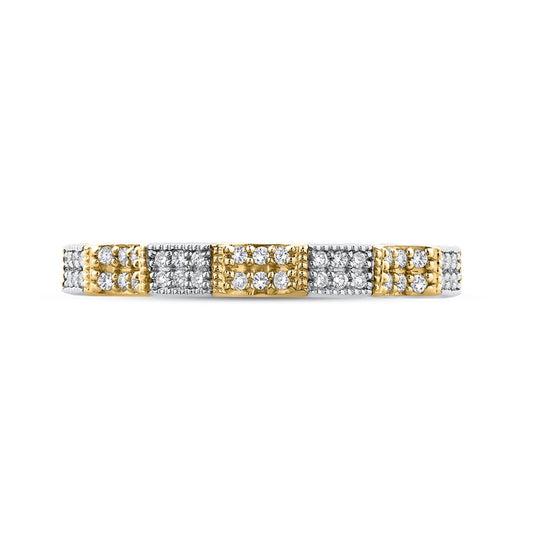Shah Luxury 14K Two-Tone Gold Round Diamond Eternity Wedding Band