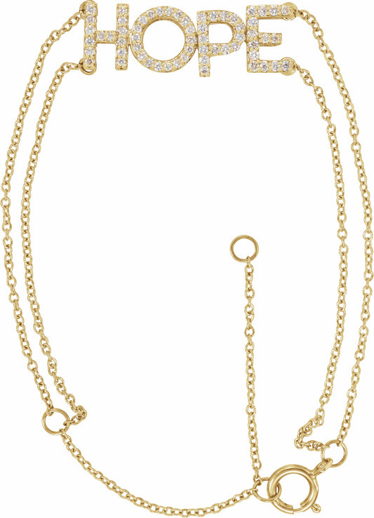 14K Yellow 1/4 CTW Diamond Hope 5-7 Bracelet