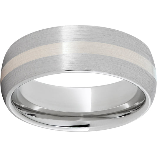 Serinium Domed Band with a 2mm Sterling Silver Inlay and Satin Finish