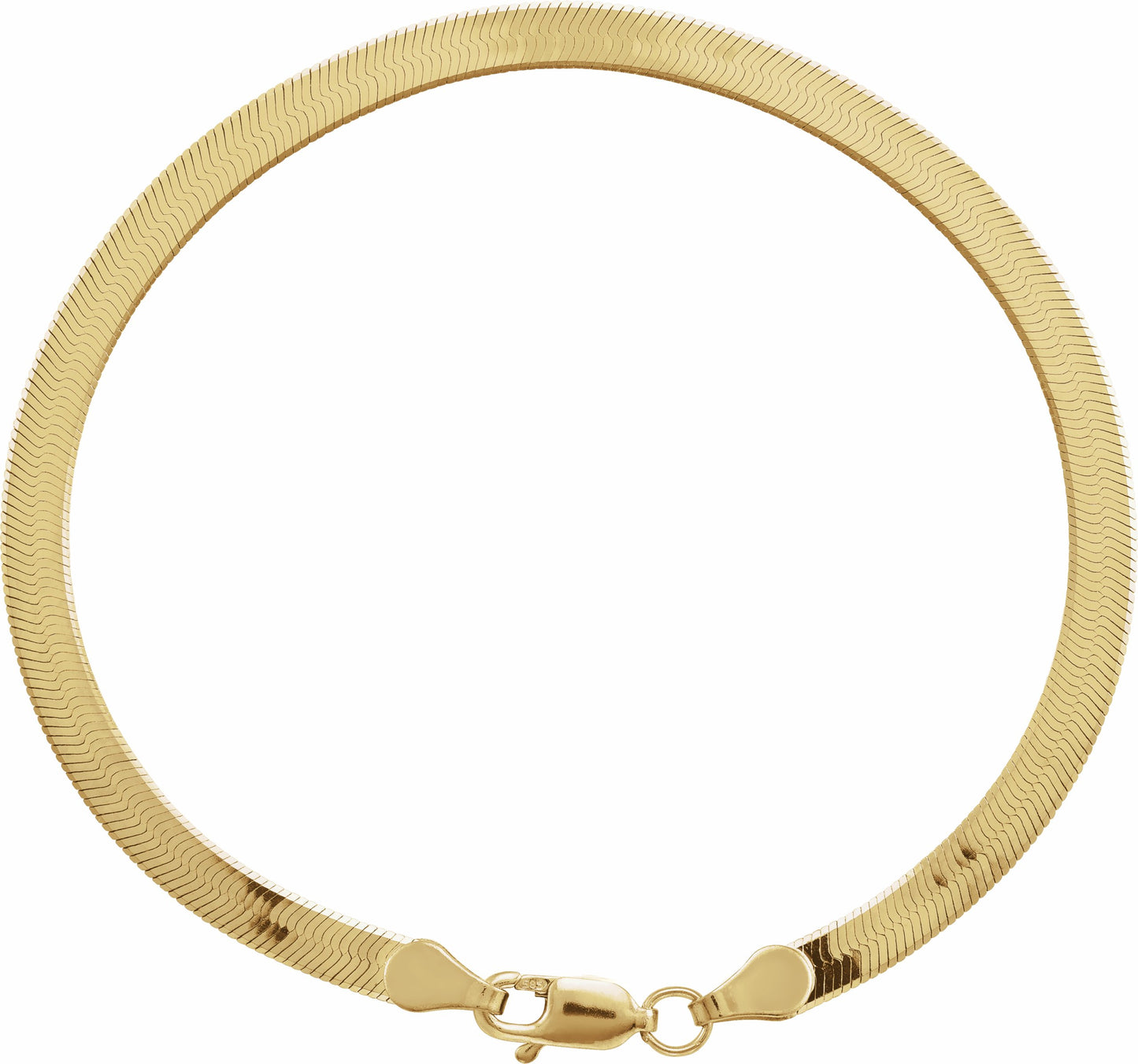 14K Yellow 3.8 mm Solid Flexible Herringbone Chain 7 Bracelet