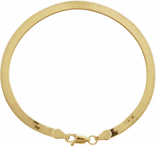 14K Yellow 3.8 mm Solid Flexible Herringbone Chain 7 Bracelet