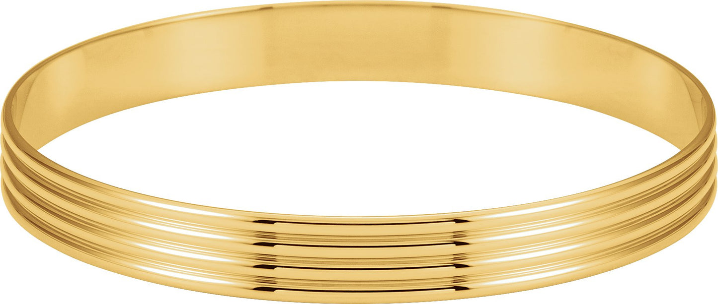 14K Yellow 8 mm Grooved Bangle Bracelet