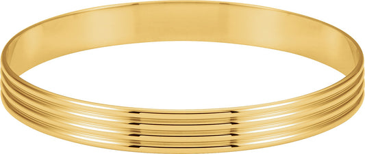 14K Yellow 8 mm Grooved Bangle Bracelet