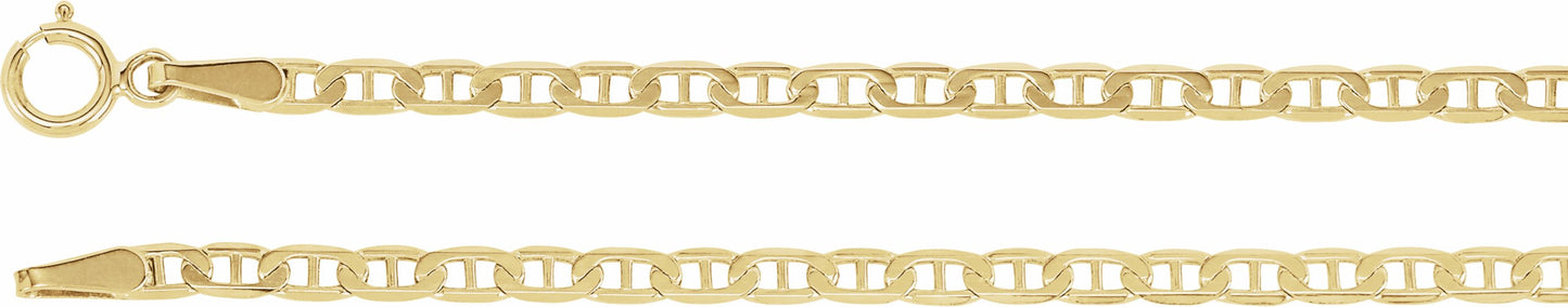 14K Yellow 2.25 mm Curbed Anchor 7 Chain