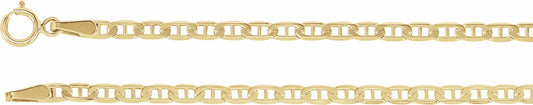 14K Yellow 2.25 mm Curbed Anchor 7 Chain
