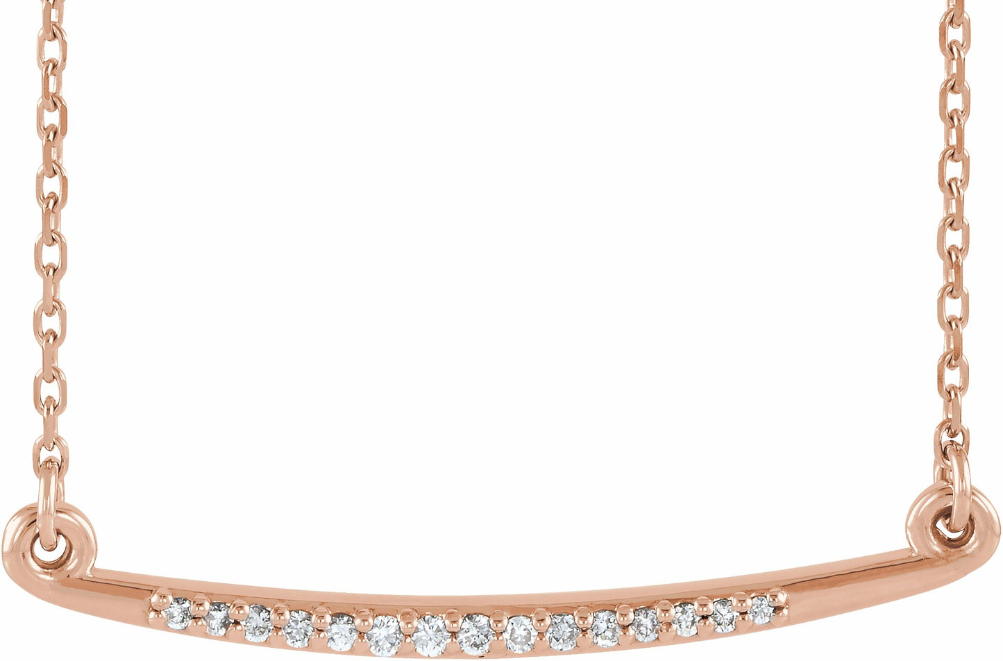 14K Rose .05 CTW Diamond Curved Bar 16-18 Necklace