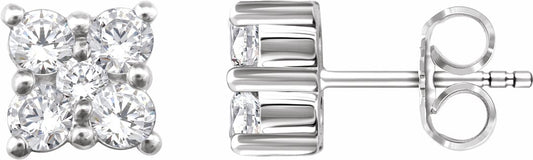 14K White 1/2 CTW Diamond Cluster Earrings