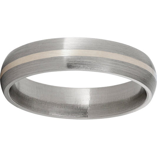 Titanium Domed Band with a 1mm Sterling Silver Inlay and Satin Finish