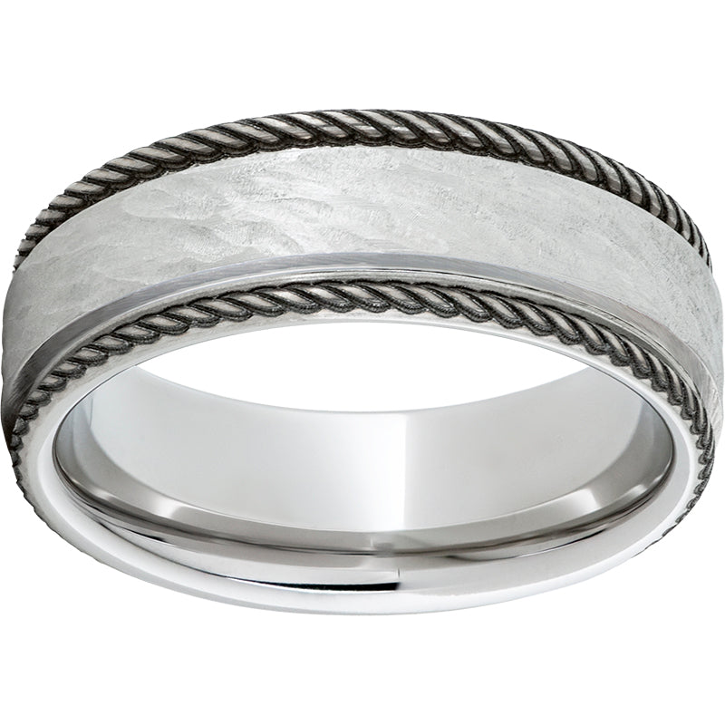 Serinium Flat Band with Rope-Style Rounded Edges and Bark Hand Finish