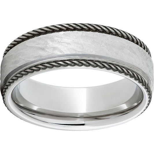 Serinium Flat Band with Rope-Style Rounded Edges and Bark Hand Finish