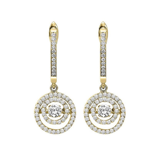Gems One 14KT Yellow Gold & Diamond Rhythm Of Love Fashion Earrings  - 1/2 ctw