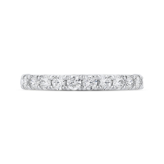 Shah Luxury Half-Eternity Round Diamond Wedding Band In 14K White Gold