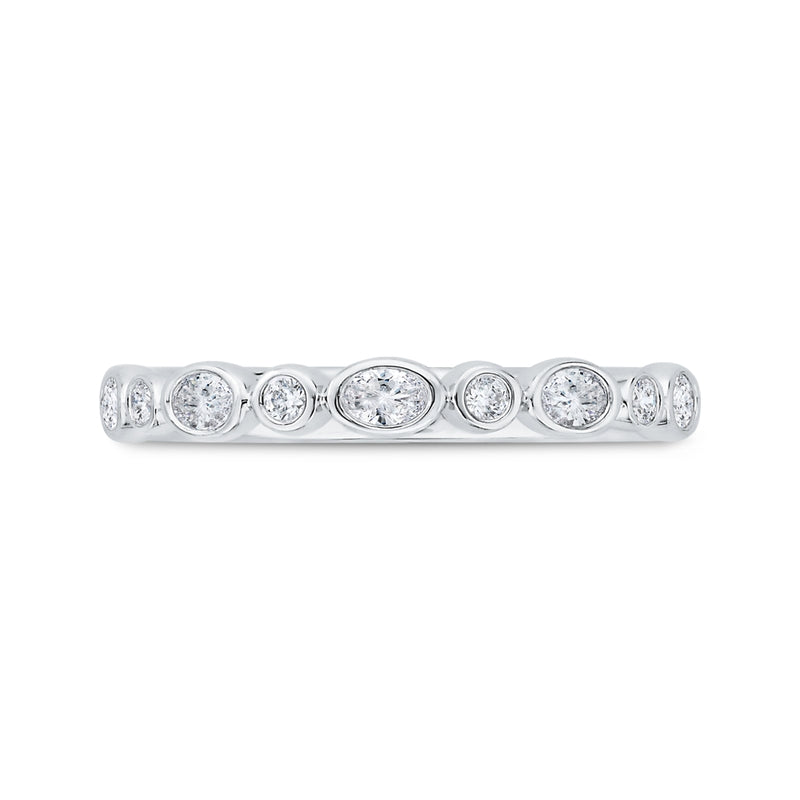 Shah Luxury 14K White Gold Round Diamond Wedding Band