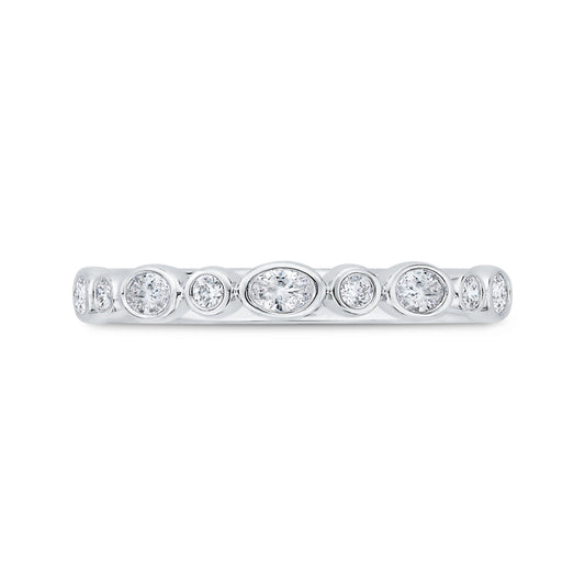 Shah Luxury 14K White Gold Round Diamond Wedding Band