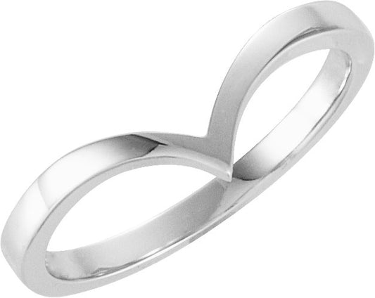 14K White V Ring