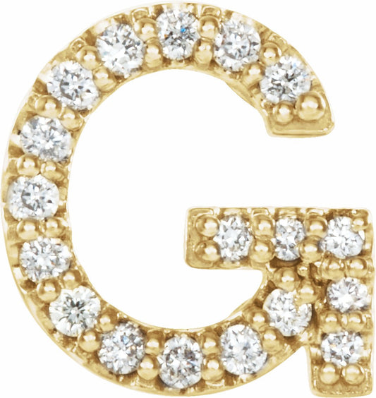 14K Yellow .06 CTW Diamond Single Initial G Earring