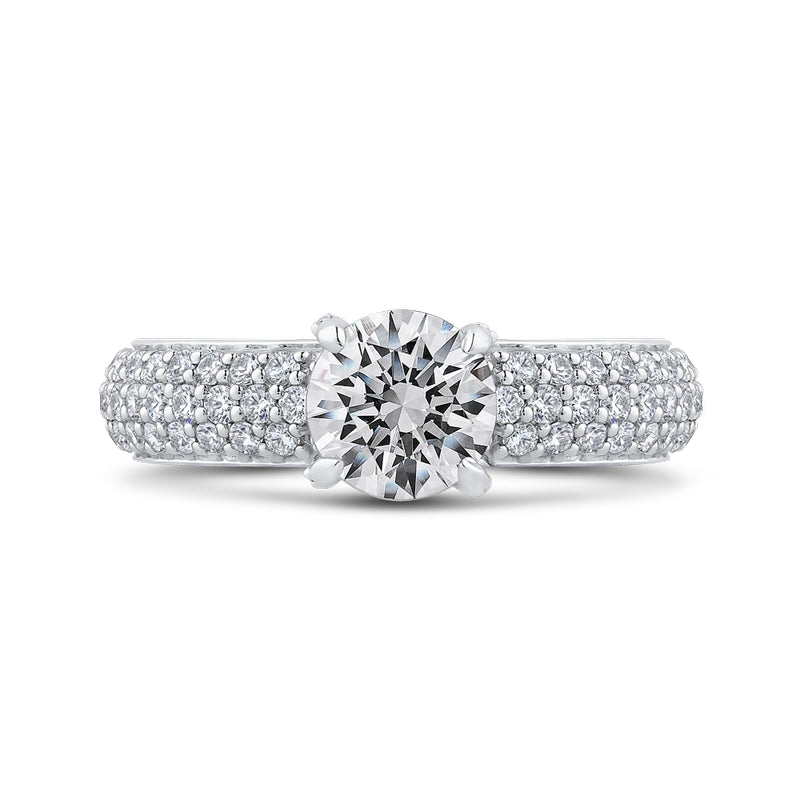 Shah Luxury 14K White Gold Round Diamond Engagement Ring (Semi-Mount)