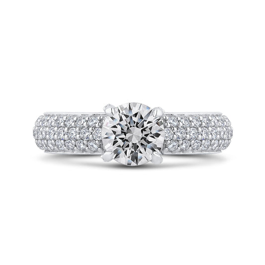 Shah Luxury 14K White Gold Round Diamond Engagement Ring (Semi-Mount)