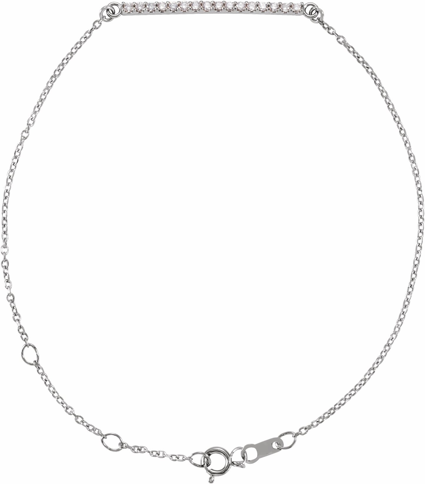 14K White .07 CTW Diamond Bar 6 1/2-71/2 Bracelet