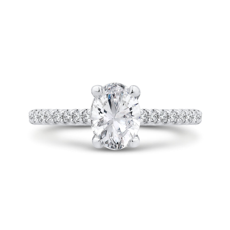 Shah Luxury 14K White Gold Oval Cut Diamond Classic Engagement Ring (Semi-Mount)