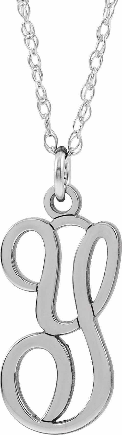 14K White Script Initial Y 16-18 Necklace