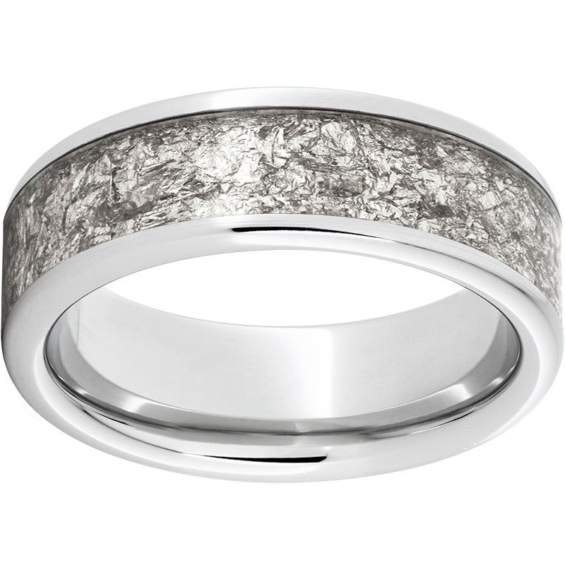 Serinium Pipe Cut Band with 5mm Silver Leaf Inlay