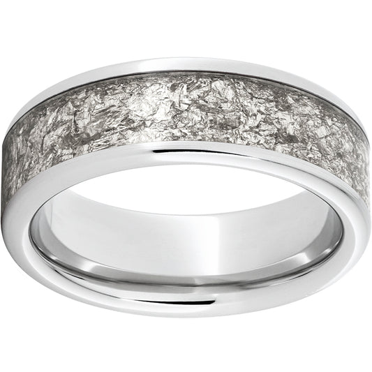 Serinium Pipe Cut Band with 5mm Silver Leaf Inlay