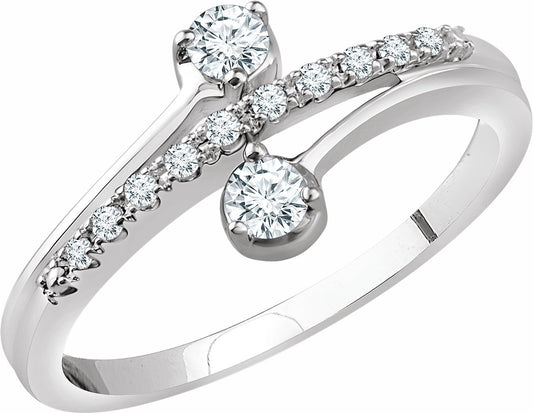 14K White 1/4 CTW Diamond Two-Stone Ring