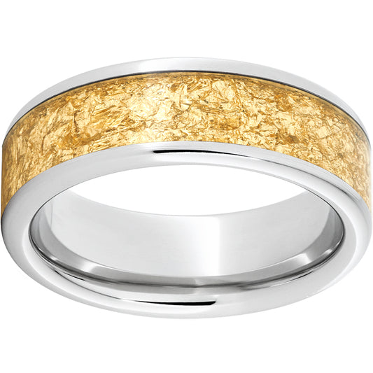 Serinium Pipe Cut Band with 5mm 24K Yellow Gold Leaf Inlay