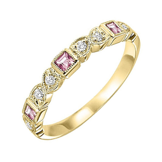 Gems One 10Kt Yellow Gold Diamond (1/10Ctw) & Syn Alexandrite (1/6 Ctw) Ring