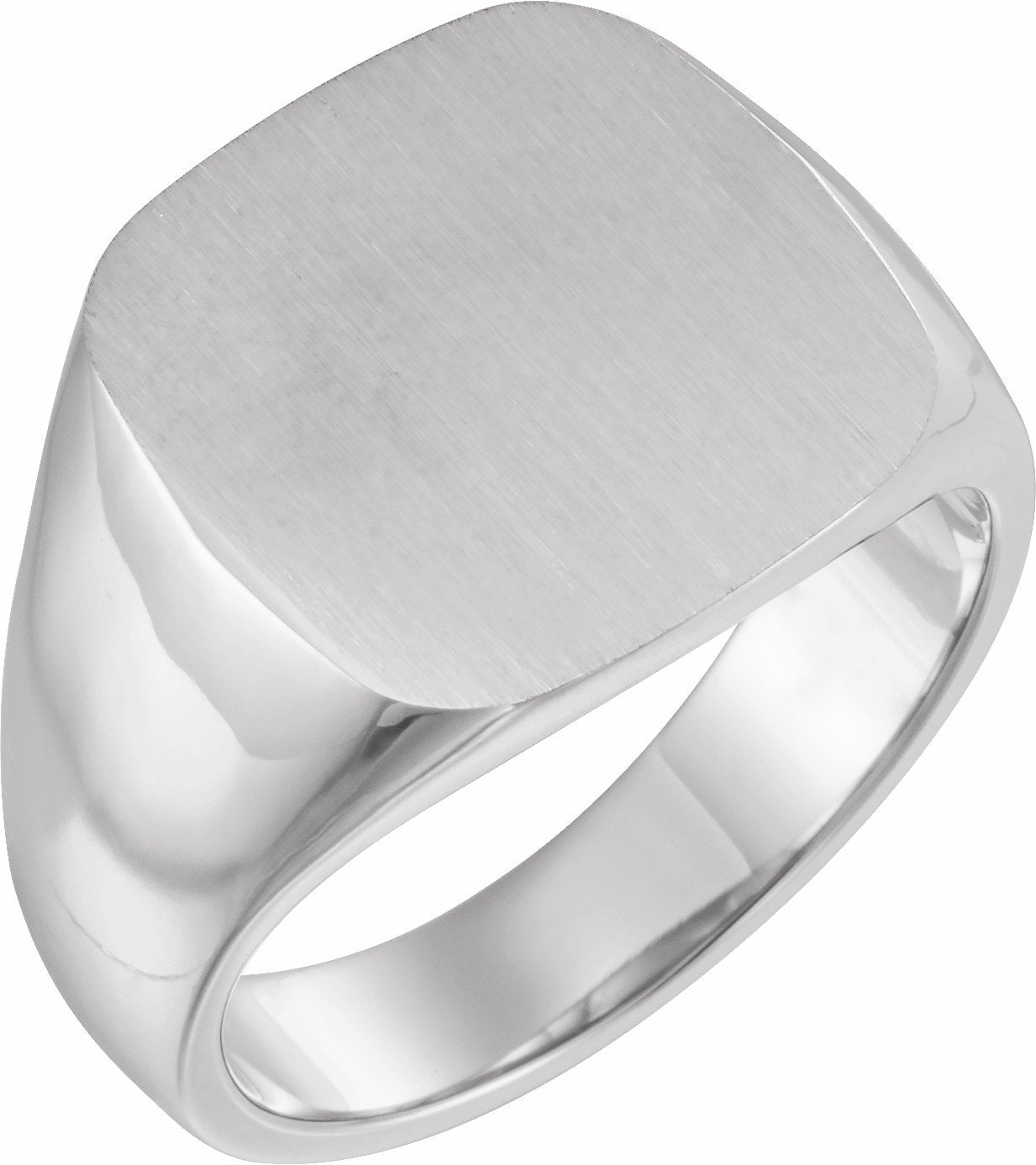 14K White 16x16 mm Square Signet Ring