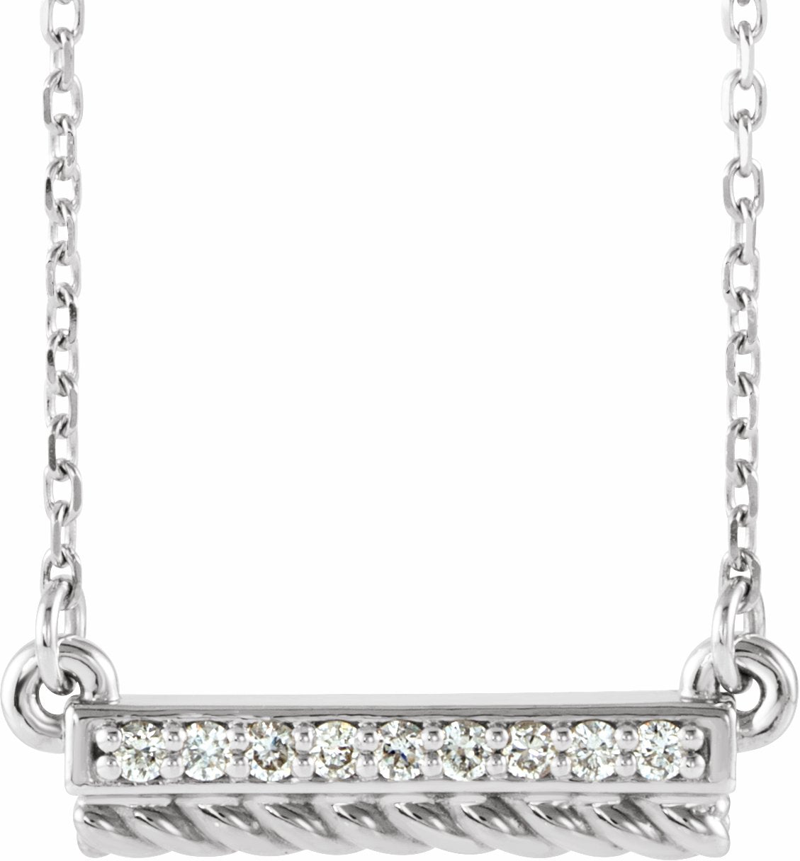 14K White/Yellow .08 CTW Diamond Rope Bar 16-18 Necklace