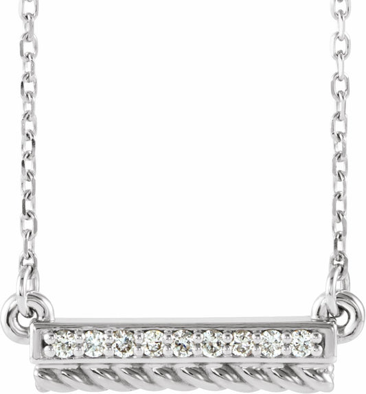 14K White/Yellow .08 CTW Diamond Rope Bar 16-18 Necklace