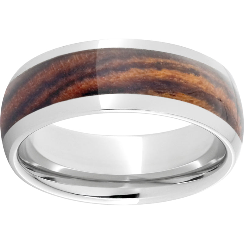 Serinium Domed Band with Exotic Bocote Wood Inlay