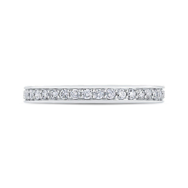Shah Luxury 14K White Gold Round Diamond Wedding Band