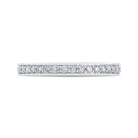 Shah Luxury 14K White Gold Round Diamond Wedding Band