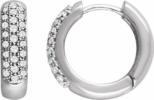 14K White 1/3 CTW Diamond Pavu00e9 Hoop Earrings