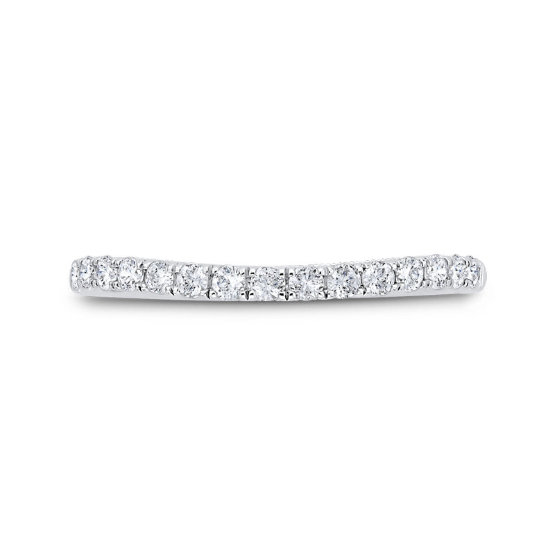 Shah Luxury 14K White Gold Round Half Run Diamond Wedding Band
