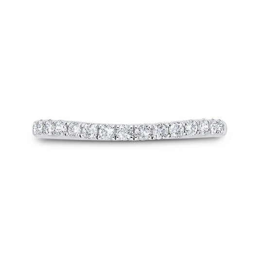 Shah Luxury 14K White Gold Round Half Run Diamond Wedding Band