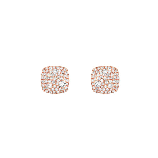 Henri Daussi 18k Rose Gold Diamond Stud Earrings