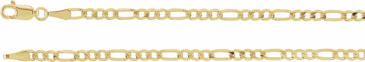 14K Yellow 3 mm Solid Figaro 8 Chain