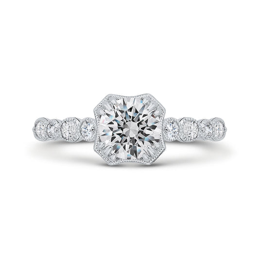 Shah Luxury 14K Two-Tone Gold Diamond Engagement Ring (Semi-Mount)